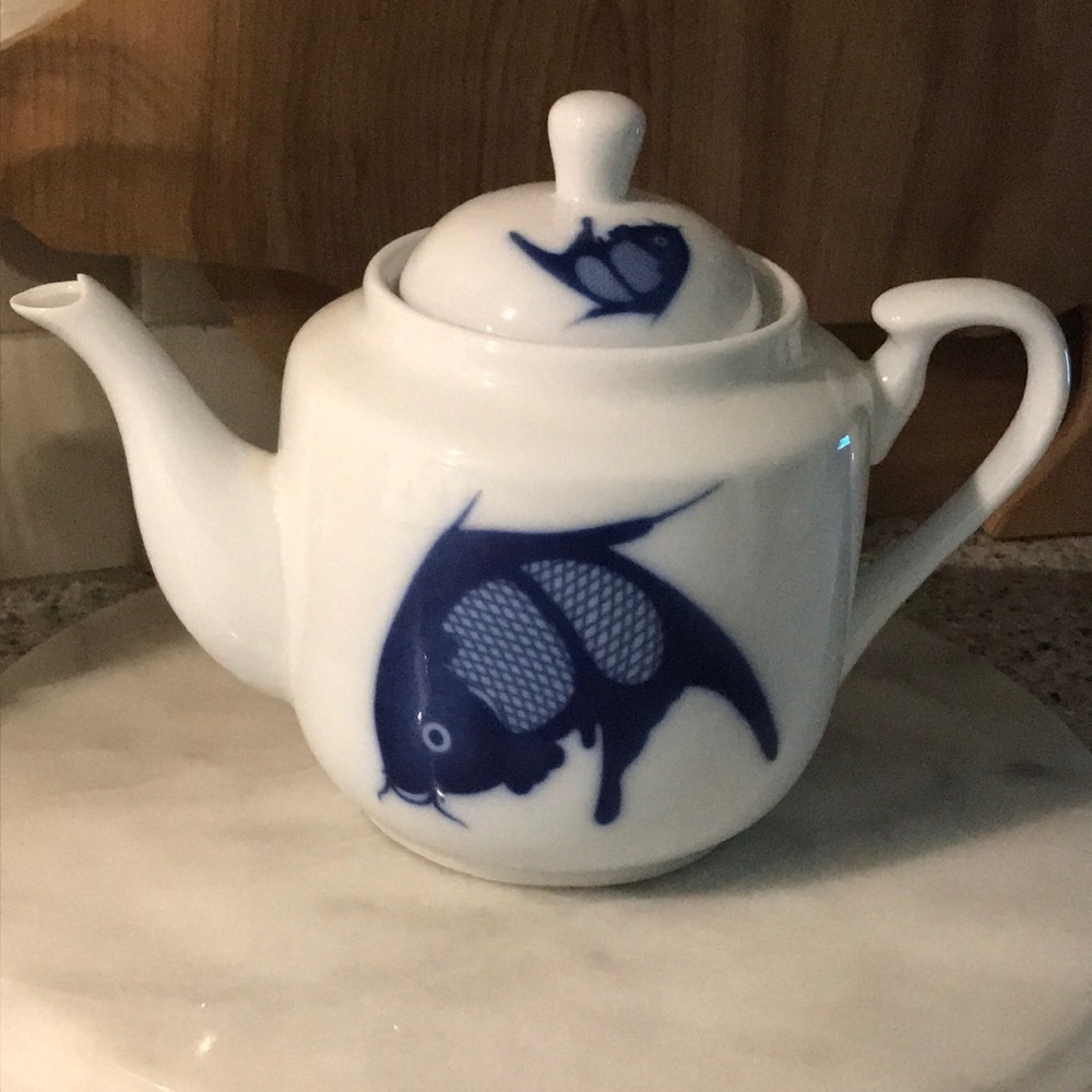 Blue and white china teapot